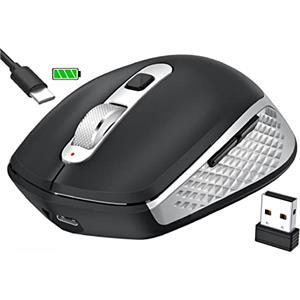 GALENMORO Mouse ricevitore USB Bluetooth 2.4G,Mouse ricaricabile wireless ergonomico sottile e silenzioso per più dispositivi, mouse Bluetooth senza fili per laptop, tablet, Windows, PC