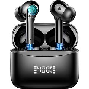 Mysic Cuffie Bluetooth, Auricolari Bluetooth 5.3 con 4 HD Mic Stereo HiFi 42 Ore di Riproduzione Cuffie Wireless con Display LED Cuffie Wireless Bluetooth IP7 Impermeabili Cuffie Antirumore per iOS Android