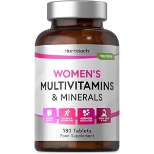 Horbäach Multivitaminico Donna | 180 Compresse Vegetariane | per Sistema Immunitario e Supporto Energetico | con Ferro, Calcio, Biotina & Acido Folico | Womens Multivitamins and Minerals | di Horbaach