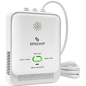 SenChip Rilevatore di Gas, Sensore di perdite di Gas Naturale/Carbone, Monitor di gas Metano, Avviso Luce Stroboscopica, Alarma di gas plug-in adatto per cucina, Casa Mobile, Garage