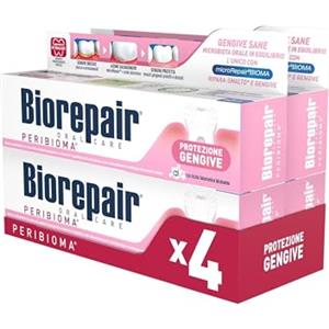 Biorepair, Dentifricio Protezione Gengive Peribioma, Combatte e Previene Problemi Gengivali, con Probiotici, Acido Ialuronico Idratante, Senza Fluoro, 60 ml