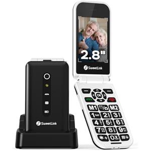 SweetLink 4G Telefono Cellulare per Anziani con Tasti Grandi, LTE Flip Telefoni Cellulari con Base di Ricarica, 2.8 Pantalla, Funzione SOS, Volume Alto, Doppia Nano SIM, Nero