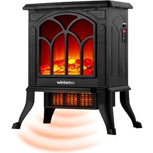 MaisonRouge Persefone Caminetto Elettrico da Terra con Effetto fiamma e legna 750W / 1500W con controllo termostatico della temperatura e funzione di riscaldamento rapido