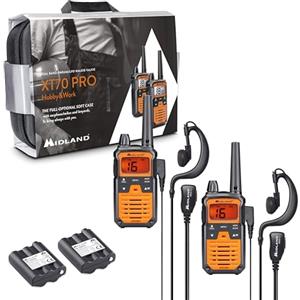 Midland - Walkie Talkie XT70 PRO Doppio Hobby & Work, 2 Ricetrasmittenti Professionali Full Optional, Valigetta e Accessori - 101 Canali PMR446, Canale RRM, Waterproof IPX4, 12Km, Autonomia 17H, VOX
