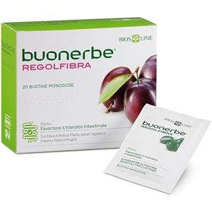 BIOS LINE Buonerbe Regolfibra, Integratore Alimentare per Favorire il Transito Intestinale, Regola la Motilità Gastrointestinale e l'Eliminazione dei Gas, 20 Bustine