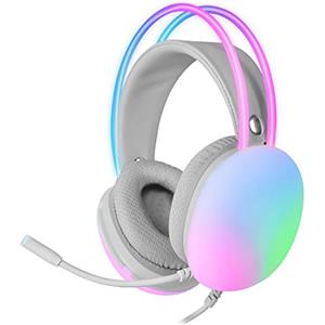 Mars Gaming MH-GLOW Rosa, Cuffia Full Chroma RGB Flow a 360°, Microfono Cancellazione Rumore, Design Ultraleggero, Padiglioni Mempory-Foam, Compatibilità Universale