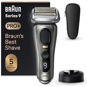 Braun Series 9 PRO +, Rasoio Elettrico Barba, Regolabarba Uomo, Rifinitore di precisione, Custodia da Viaggio in tessuto, Batteria Litio Ion, 100% Impermeabile Idea Regalo, 9515s Grafite