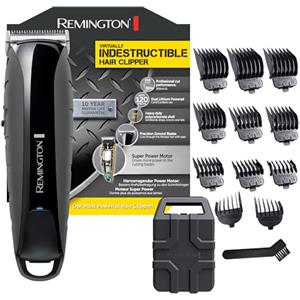 Remington Tagliacapelli Professionale - Struttura in policarbonato resistente e Motore Pro da 7,4 V - 11 pettini, funzionamento a rete-batteria, custodia, litio, Profi Indestructible HC5880