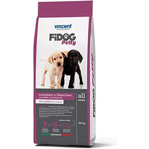 La zappa Crocchette Vincent per cuccioli Fidog Petty a base di carne, verdure e cerali. (20 kg)