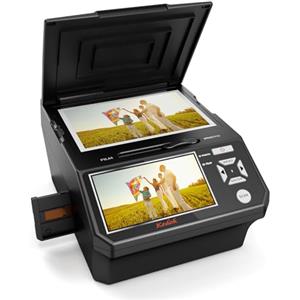 DigitConvert Film digitale e diascanner - Schermo LCD da 5, converte filmati, foto e biglietti da visita in JPEG ad alta risoluzione da 22 MP, inclusa scheda SD da 8 GB