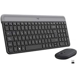 Logitech MK470 Kit Mouse e Tastiera Wireless per Windows, Ricevitore USB 2.4 GHz, ‎Sottile, Compatto, Silenzioso, Batteria Lunga Durata, PC/Laptop, Layout Italiano QWERTY, ‎Grigio