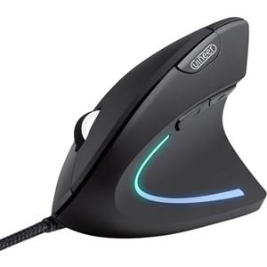 Uineer Mouse verticale cablato, Mouse Ergonomico con Filo,4 DPI regolabili, Cavo USB 1,5 m mouse per computer portatile, desktop, PC (nero)