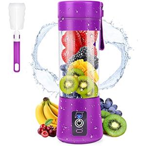 MIAOKE - Frullatore portatile per frullati, mini frullatore per succhi con sei lame in 3D, USB ricaricabile Juicer Cup per casa/ufficio/esterno (Viola scuro)