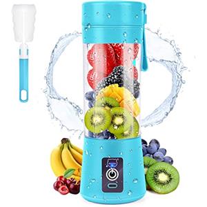 MIAOKE - Frullatore portatile per frullati, mini frullatore per succhi con sei lame in 3D, USB ricaricabile Juicer Cup per casa/ufficio/esterno (Blu)