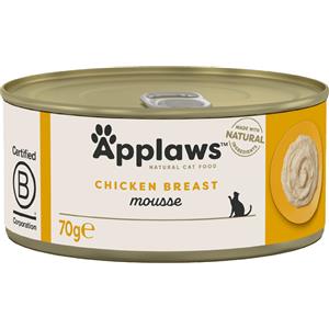 Applaws Mousse Pollo - Alimento umido naturale per gatti adulti, confezione da 6 x 70 g