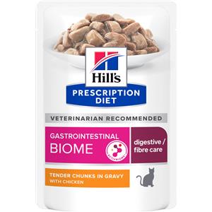 Hill's Prescription Diet Gastrointestinal Biome Cibo Umido per Gatti al Pollo - 12 x 85 g, Digeribile e Supporto Digestivo