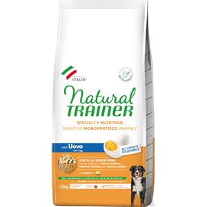 Natural Trainer Sensitive No Gluten Cibo Secco per Cani Adulti Medium & Maxi con Uovo e Cereali Integrali - 12kg