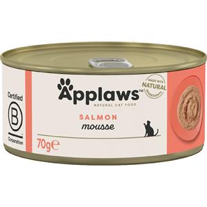 Applaws Mousse Salmone - Alimento umido naturale per gatti adulti, 6 x 70 g