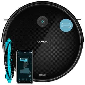 Cecotec Robot aspirapolvere Conga 2499 Ultra Genesis con tecnologia giroscopica, lava, aspira e spazza, 2200 Pa, APP, Spazzola multifunzione, Serbatoio misto, 3 L, WiFi e Bluetooth.