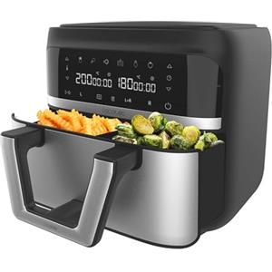 Cecotec Friggitrice ad Aria 9 Litri - Air Fryer Cecofry Dual 9000. 2850W, Dietetica e Digitale, Pannello Tattile, Divisibile in 2, Temperatura Doppia e Regolabile, 6 Modalità, Tecnologia PerfectCook