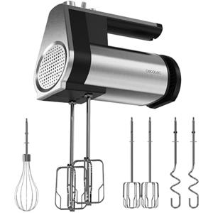 Cecotec Frullatore ad Immersione PowerTwist 500 Full Steel. 500 W, 5 Velocità più Funzione Turbo, 3 Accessori: Frusta a Globo, Fruste per Impasti e Ganci Impastatori, Design Ergonomico