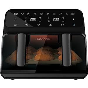 Cecotec Friggitrice ad Aria Cecofry Advance 9000 Window. Air Fryer 2200 W, Capacità 9 L, Dieta, Parete Divisoria Mobile 2 Cuvette 4,5 L, Doppia Temperatura 80-200 ° C, Finestra e Tecnologia Perfectcok