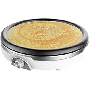 Cecotec Crepiera Elettrica Crepe Maker Fun Crepestone XL INOX 1350 W, piastra rivestita antiaderente e rimovibile, termostato regolabile, rullo e spatola inclusi, 38 cm