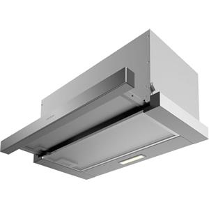 Cecotec Cappa aspirante telescopica da 60 cm Bolero Flux TLM 603500 Inox A. Motore 70 W, potenza di aspirazione 350 m3/h, controllo meccanico, 2 livelli di potenza, luce e filtro al carbonio, finitura