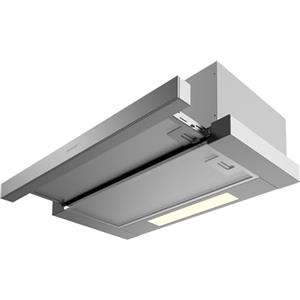 Cecotec Cappa aspirante telescopica da 60 cm Bolero Flux TLM 606500 Inox A. Motore 165 W, potenza di aspirazione 650 m3/h, controllo meccanico, 2 livelli di potenza, luce e filtro al carbonio,