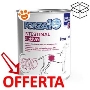 Forza10 Intestinal Active Umido per Cani - Alimento Dietetico Completo al Pesce per Problemi Gastro-Intestinali - Lattina da 390 g