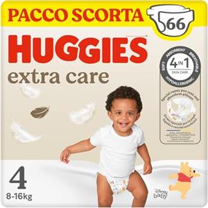 Huggies Pannolini Extra Care, Taglia 4 (8- 16Kg), Confezione da 66 Pannolini