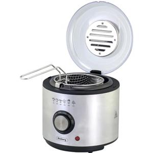 Rosberg Friggitrice Ad Olio Capacità 1 Litro Coperchio Con Filtro Antiodore e Finestra Di Visualizzazione,Base Antiscivolo,Cestello In Acciaio Rimovibile,Controllo Della Temperatura,Inox,950W, R51980U