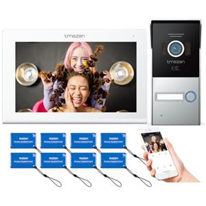 TMEZON Videocitofono WiFi Monofamiliare 1080P, 7'' Monitor Touchscreen con Video doorbell Esterno Cablata Telecamera Visione Notturna,APP/Carta RFID Unlock,Connesso su smartphone