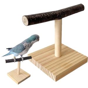 Naqqios Trespolo da Tavolo per Pappagalli - Trespolo in Legno per Cockatiel | Supporto per Gabbia per Uccelli, Accessorio per