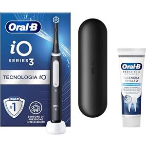 Oral-B Spazzolino Elettrico Ricaricabile iO 3 Nero, 1 Testina Di Ricambio, 1 Custodia Da Viaggio +Dentifricio Pro-Science Advanced Rigenera Smalto Pulizia Quotidiana 75ml. 1 Spazzolino