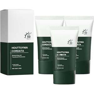 Generico Crema solare idratante e setosa, crema solare viso, Houttuynia Cordata Calming Sun Cream SPF50+, crema solare idratante quotidiana, crema solare protettiva (3PCS)