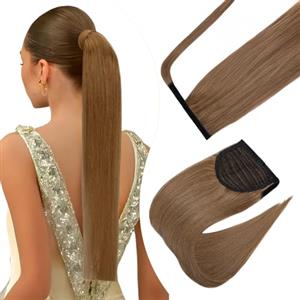 Elailite Coda Capelli Veri Extension con Clip Coda di Cavallo Ponytail Wrap Around Fascica Unica Human Hair Lisci
