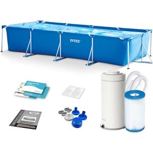 Intex 28274NP - Piscina Fuori Terra Rectangular Frame Rettangolare, Pompa Filtro 2006 L/h, 7127 L, Acciaio e PVC, Blu, 450x220x84 cm