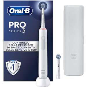 Oral-B Spazzolino Elettrico Ricaricabile Pro 3 3500N, Sensore di Pressione Luminoso, Batteria a Lunga Durata, 2 Testine, 1 Spazzolino Elettrico, 1 Custodia Viaggio, Nero, Idea Regalo