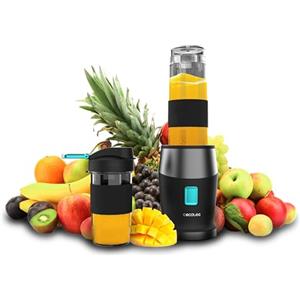 Cecotec Mini Frullatore Portatile Smoothies Power Titanium 900 Progo. 900W, Include 2 Tazze Portatili da 570 Ml, 4 Lame con Rivestimento in Titanio Nero, Singolo Manuale in Vetro