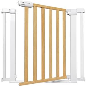 kk Kinderkraft Kinderkraft LOCK&GO Cancelletto di sicurezza da 75-103 cm, Chiude automaticamente di 90 gradi, Doppio dispositivo di sicurezza, Previene di inciampare, Legna