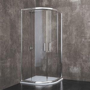 Arreditaly Box Doccia Semicircolare In Cristallo Temperato Trasparente da 6 mm Con Porte Ante Scorrevoli 195 Cm H Struttura Alluminio Anodizzato Maniglie in Acciaio Cromato Design Lubiana (80 x 80 Cm)