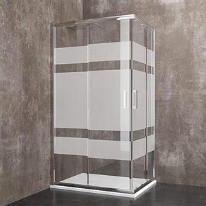 Arreditaly Box Doccia Rettangolare 195 Cm H Cabina Bagno Con Porte Scorrevoli Ante In Cristallo Temperato Serigrafato da 6 mm Struttura Alluminio Anodizzato Maniglie in Acciaio Cromato Losanna (70 x 90 Cm)