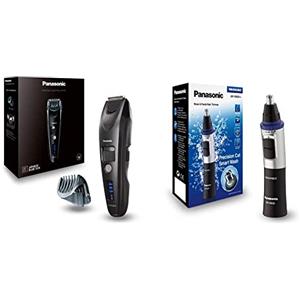 Panasonic Er-Sb40 Regolabarba E Tagliacapelli, Nero & Er-Gn300K503 Rifinitore Wet&Dry Per Naso, Orecchie E Sopracciglia, Nero, 3.8 x 3.4 x 16.4 Cm