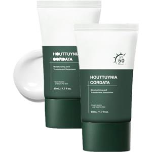Generico Crema solare idratante e setosa, crema solare viso, Houttuynia Cordata Calming Sun Cream SPF50+, crema solare idratante quotidiana, crema solare protettiva (2PCS)
