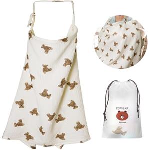 KAMHBE Copri Seno Allattamento Grembiule per Allattamento Morbido e Traspirante 360°C di copertura Coperta per Allattamento (Bianco)