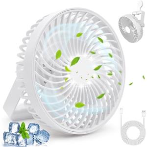 COZII Ventilatore da Tavolo, Ventilatore da Campeggio, Ventilatore USB con Luce LED Ventilatore Portatileda Tenda Ricaricabile e Funzione timer, Adatto per il Campeggio all'aperto e l'ufficio