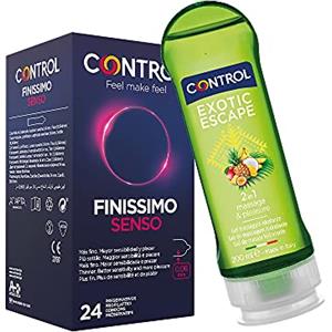 CONTROL Kit composta da n°1 Confezione di Preservativi Senso 24 pz e n°1 Gel Massaggio 2in1 Exotic Escape