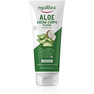equilibra Corpo, Aloe Crema Corpo Fluida, Crema Corpo a Base di Aloe Vera, Olio di Cocco e Vitamina E, Ideale per Pelle Secca, ad Azione Lenitiva, Assorbimento Rapido, Non Unge, 200 ml
