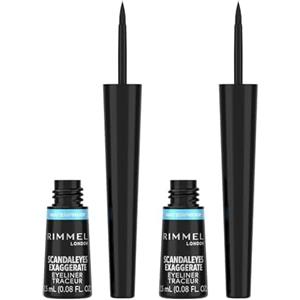 Rimmel London Rimmel - Eyeliner Waterproof Exaggerate Liquid - Eyeliner ultra definizione Liquido a Lunga Durata - Black (Confezione da 2)